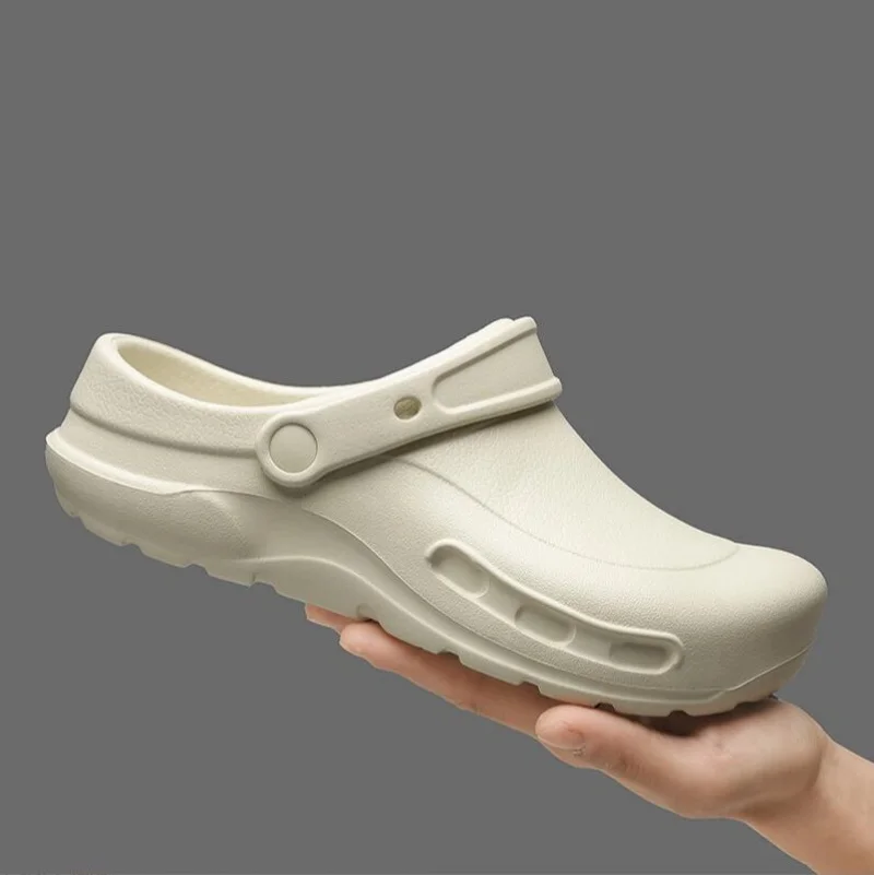 

Новые мужские сандалии для поваров с широкой посадкой, нескользящие, для работы в саду, с поддержкой свода стопы, водонепроницаемые, для общепита