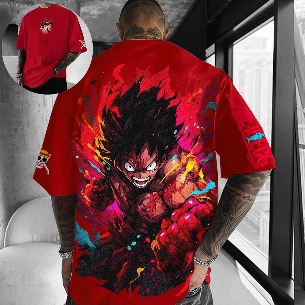 One Piece Official New Hot Fashion Summer Crew T-Shirt Merchandise Loose Fit Unisex Anime Top Soft Cotton with Vintage Print