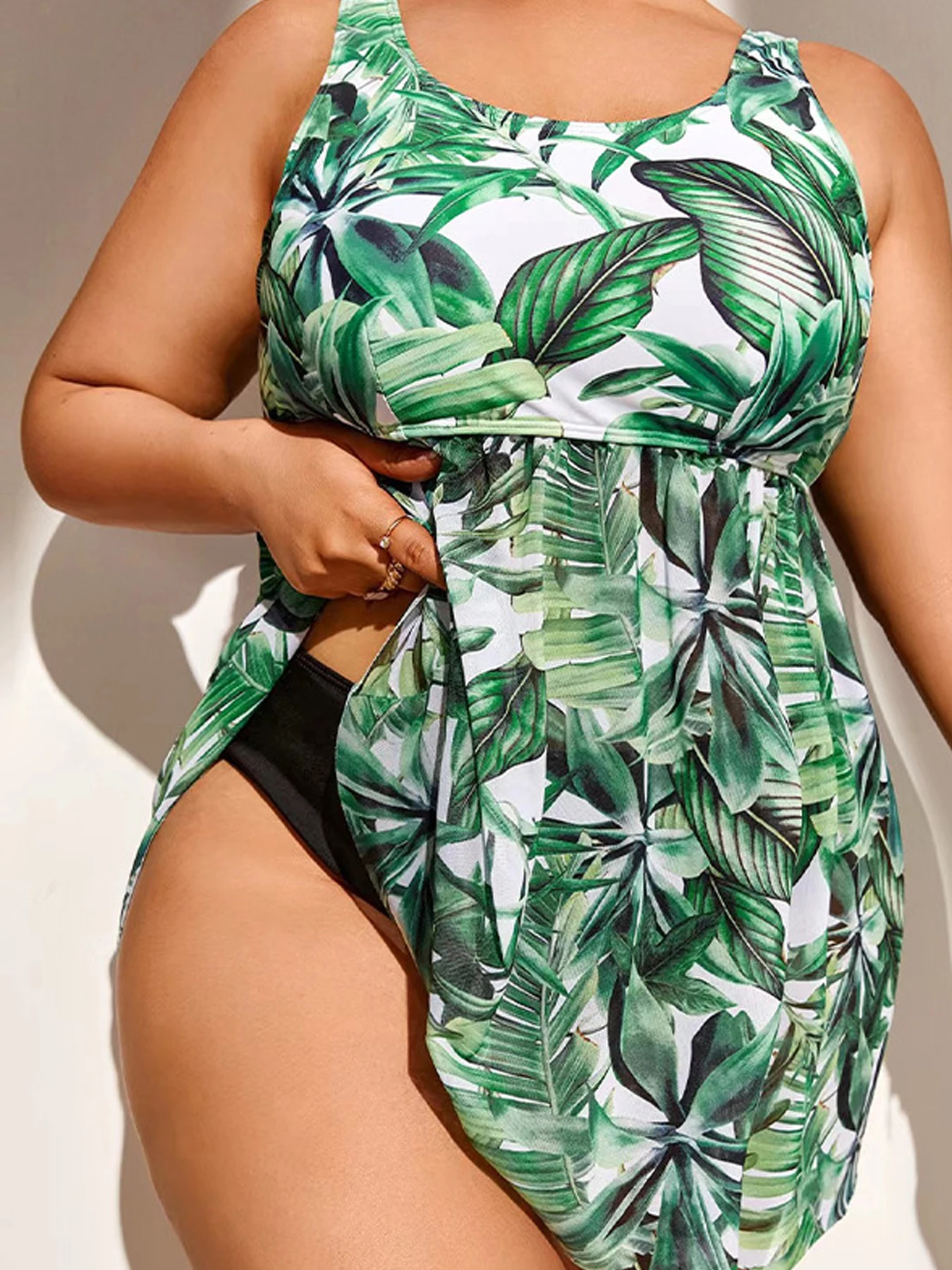 VigoJany 2024 Print Ruffle Large Swimwear Women Plus Size Two Piece Separate Swimsuit Lady Big Chubby Dress Tankini Bathing Suit