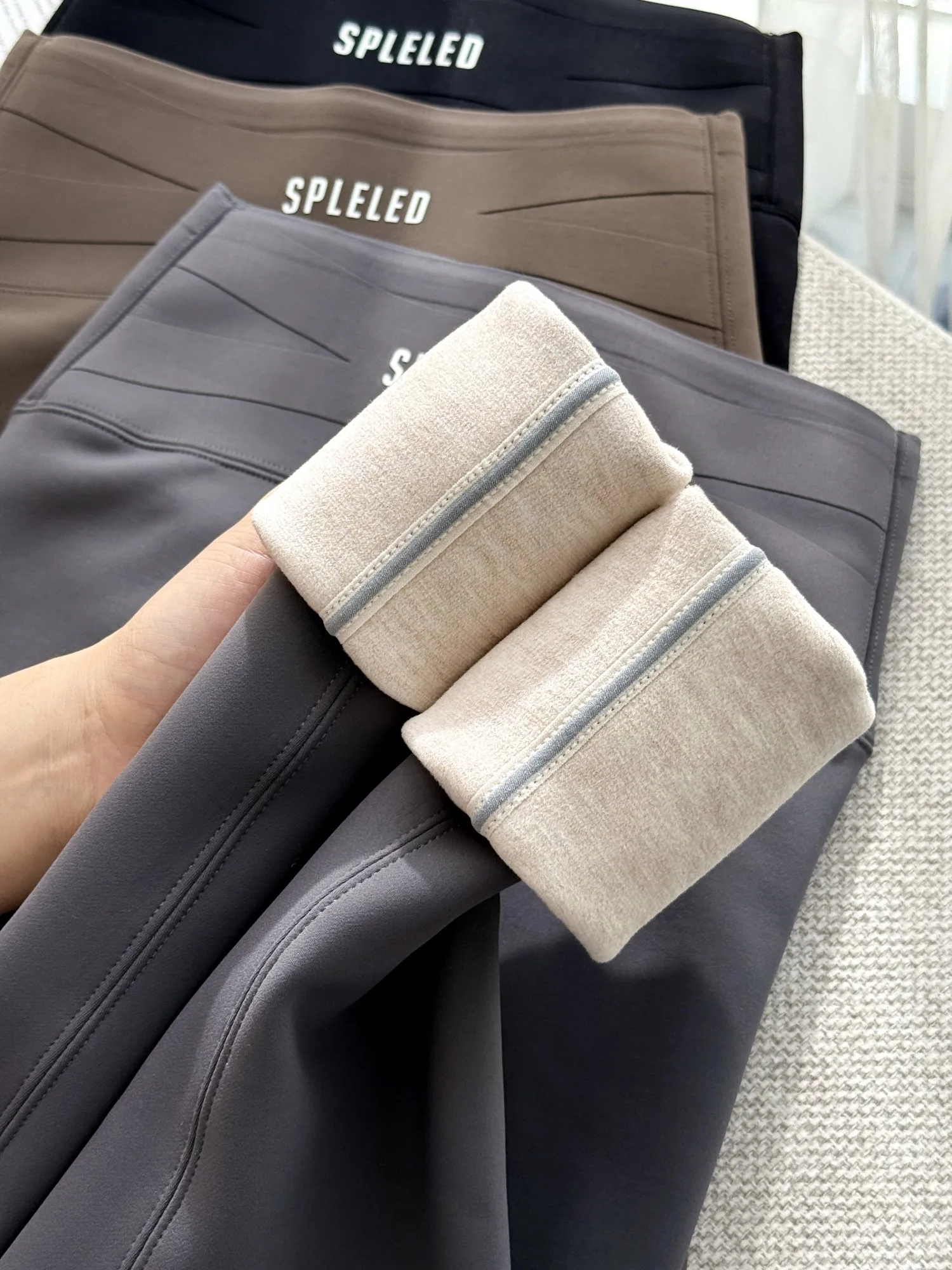 Women's Fce Lined arkskin Yoga Pants High Waist Tight Fit Warm Base Layer Thi Winter Outerwear Bot plus Size