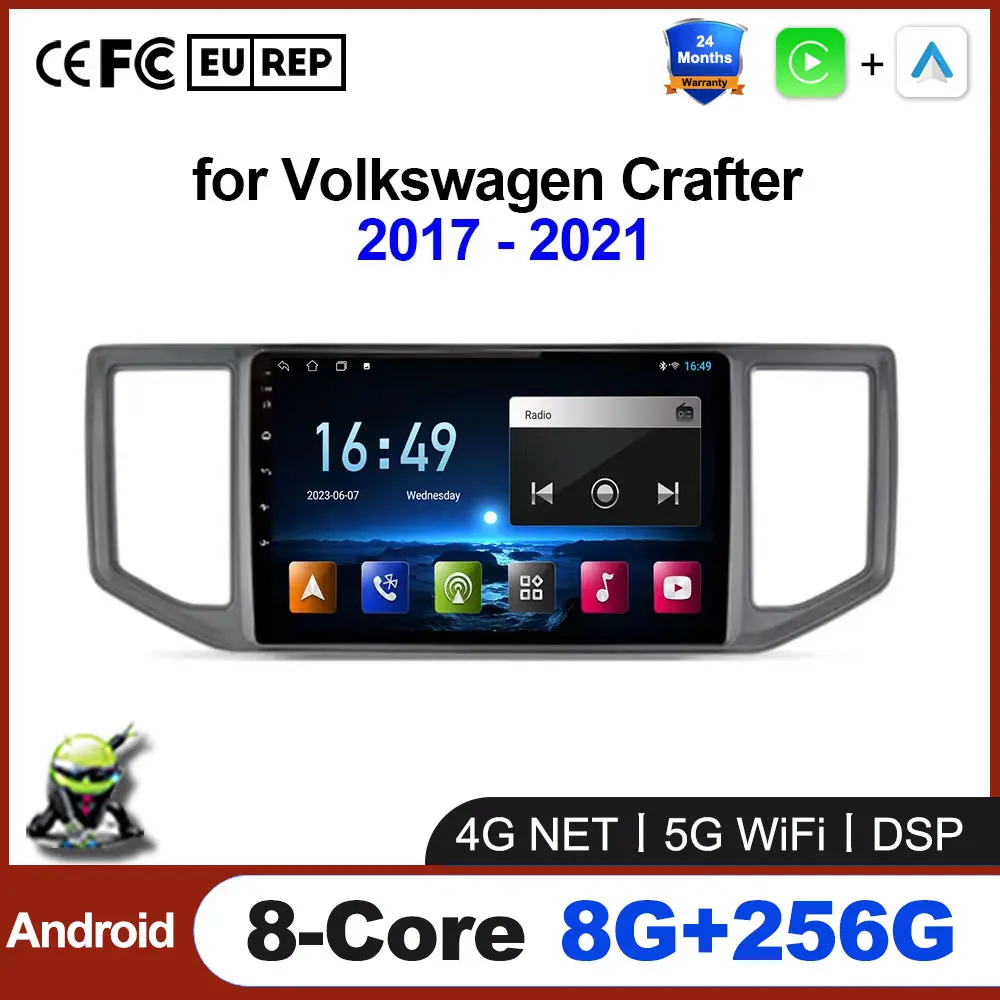 

Беспроводная Автомагнитола CarPlay на Android для Volkswagen Crafter 2017 - 2021 5G Wifi автомобильные мультимедийные инструменты GPS-навигации No 2din DVD