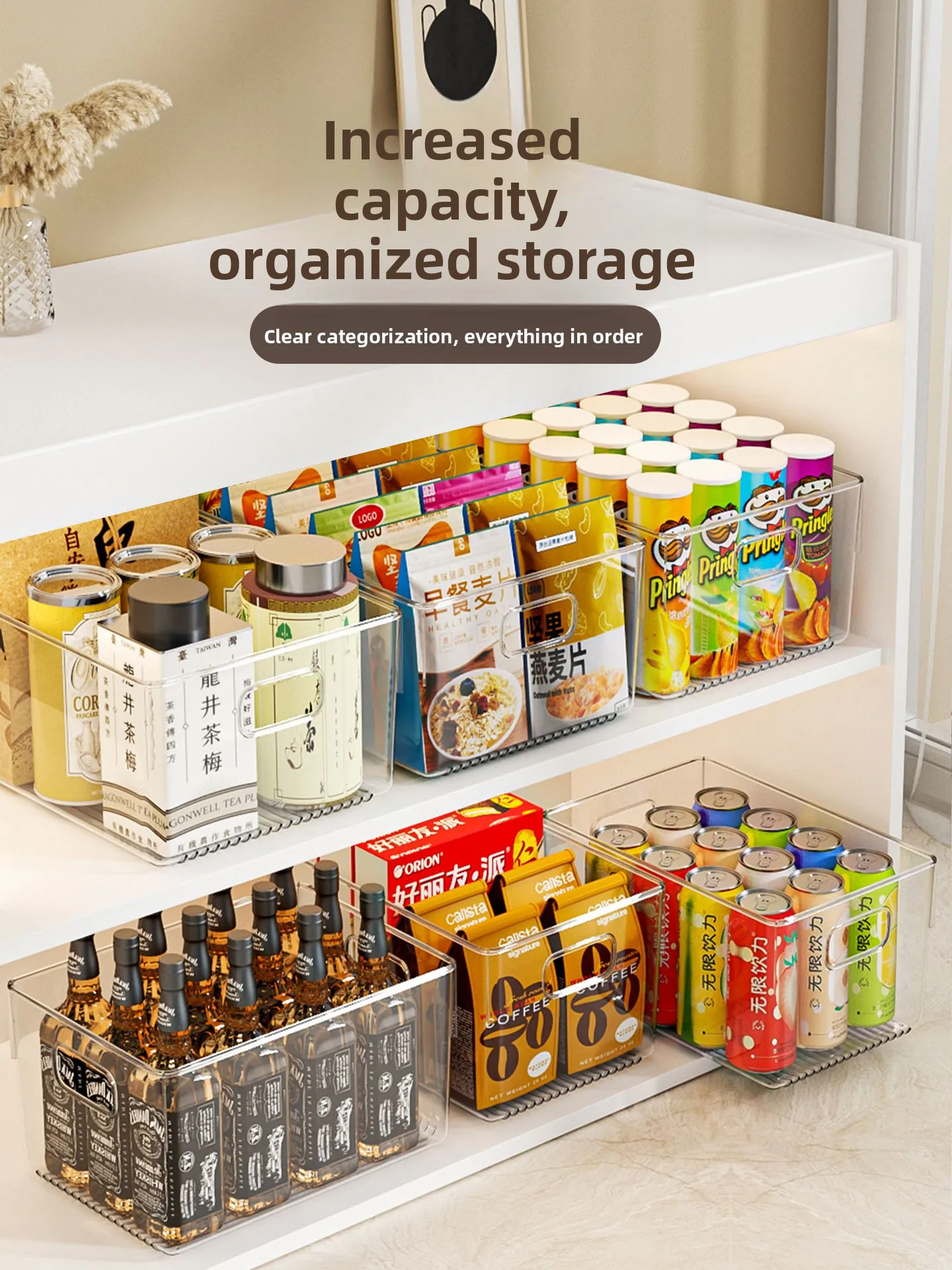 

Acrylic Kitchen Cabinet Storage Box Transparent Rectangle Home Use Organizer for Snas And Miscellaneous Items by Qian Duo