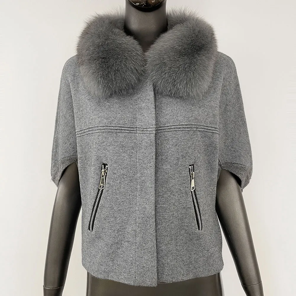 2024 European Fashion Real Fox Fur Cardigan Knitted Sweater Natural Fox Fur Jacket Clothes for Women Autumn Winter Outerwear