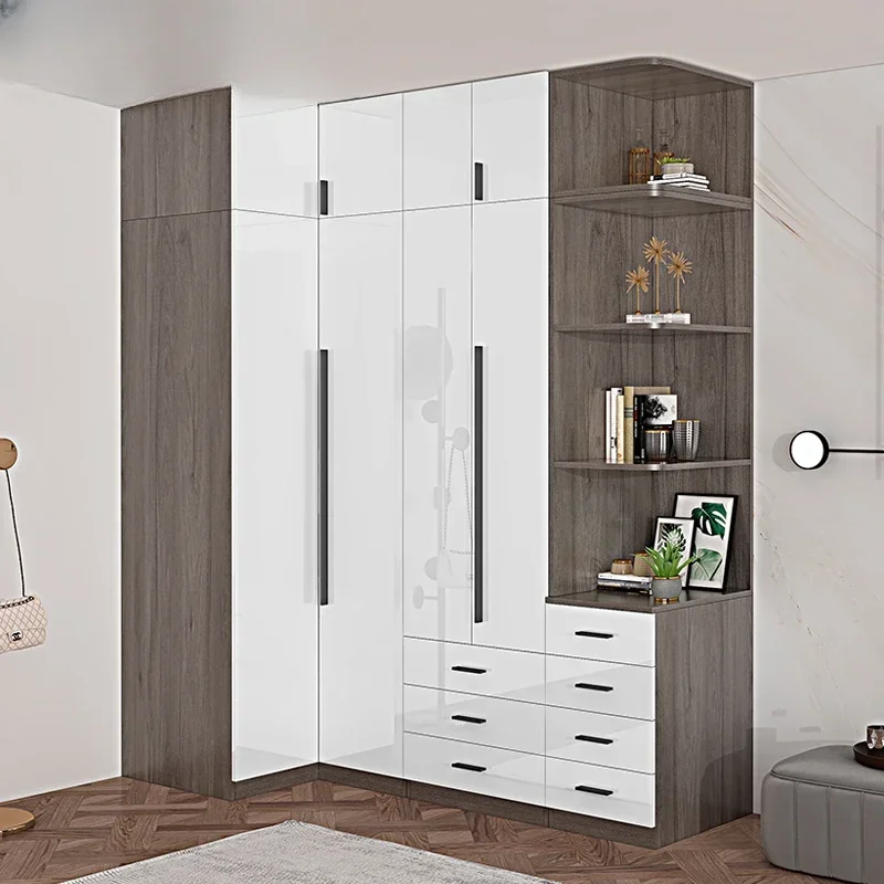 2025 New Bedroom Corner Wardrobe 90 Degree I-type Internet Red Small Unit Diamond Wardrobe Integrated Combination