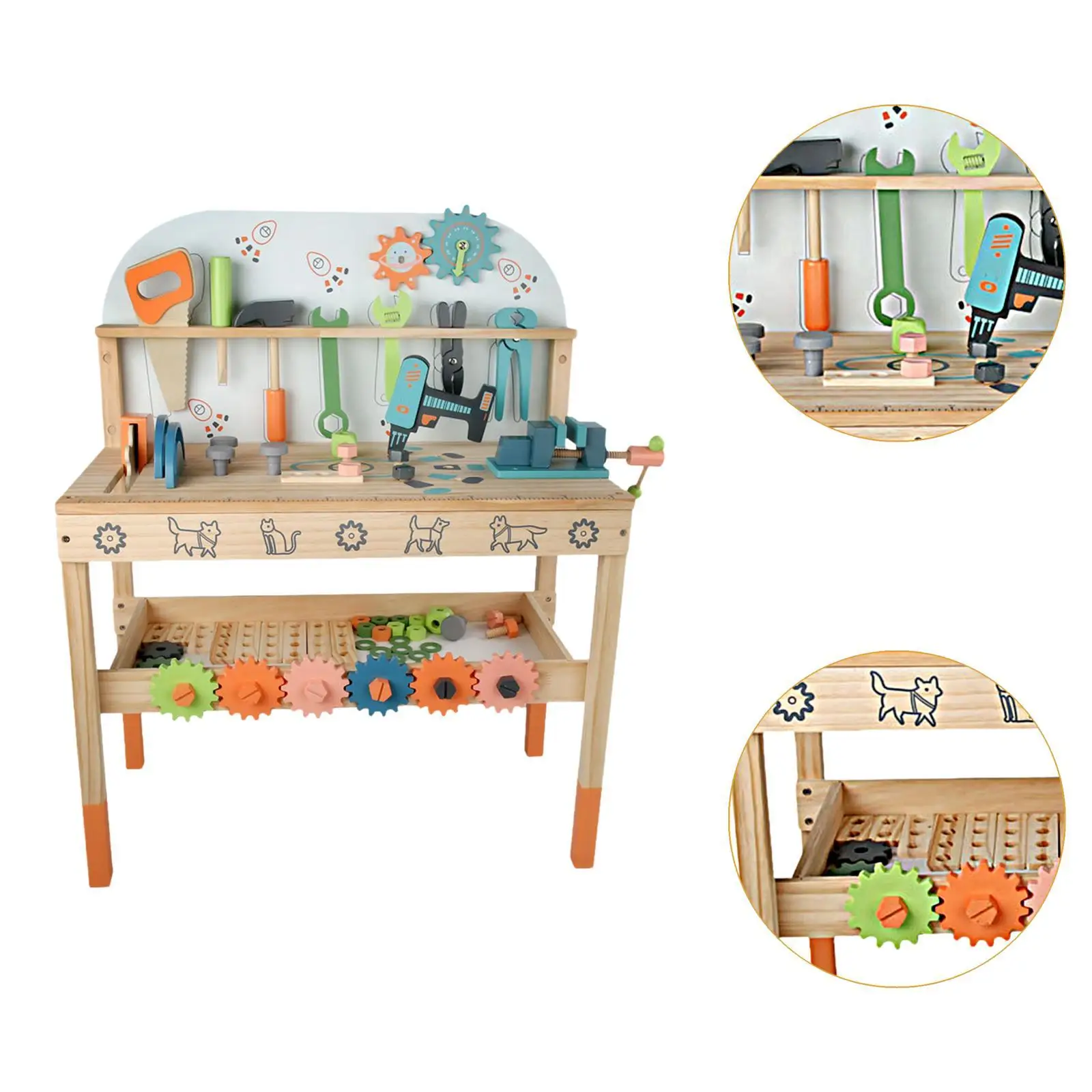 Kids Pretend Play Tool Workshop Set with Motorized Construction Toys