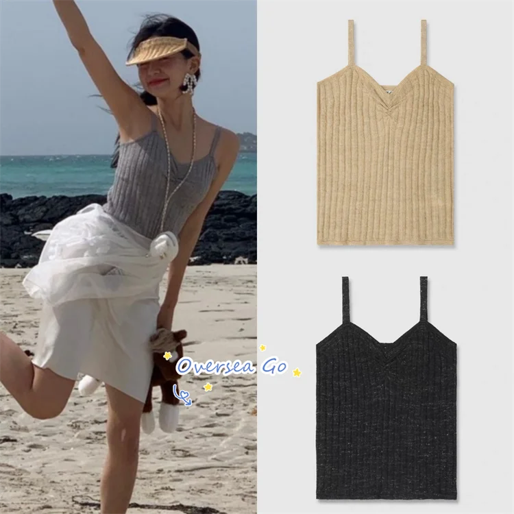 

Новая летняя женская вязаная майка 2023 года из хлопково-шерстяной смеси, приталенная, в повседневном стиле, однотонная, с ребристой отделкой, для ношения под одеждой