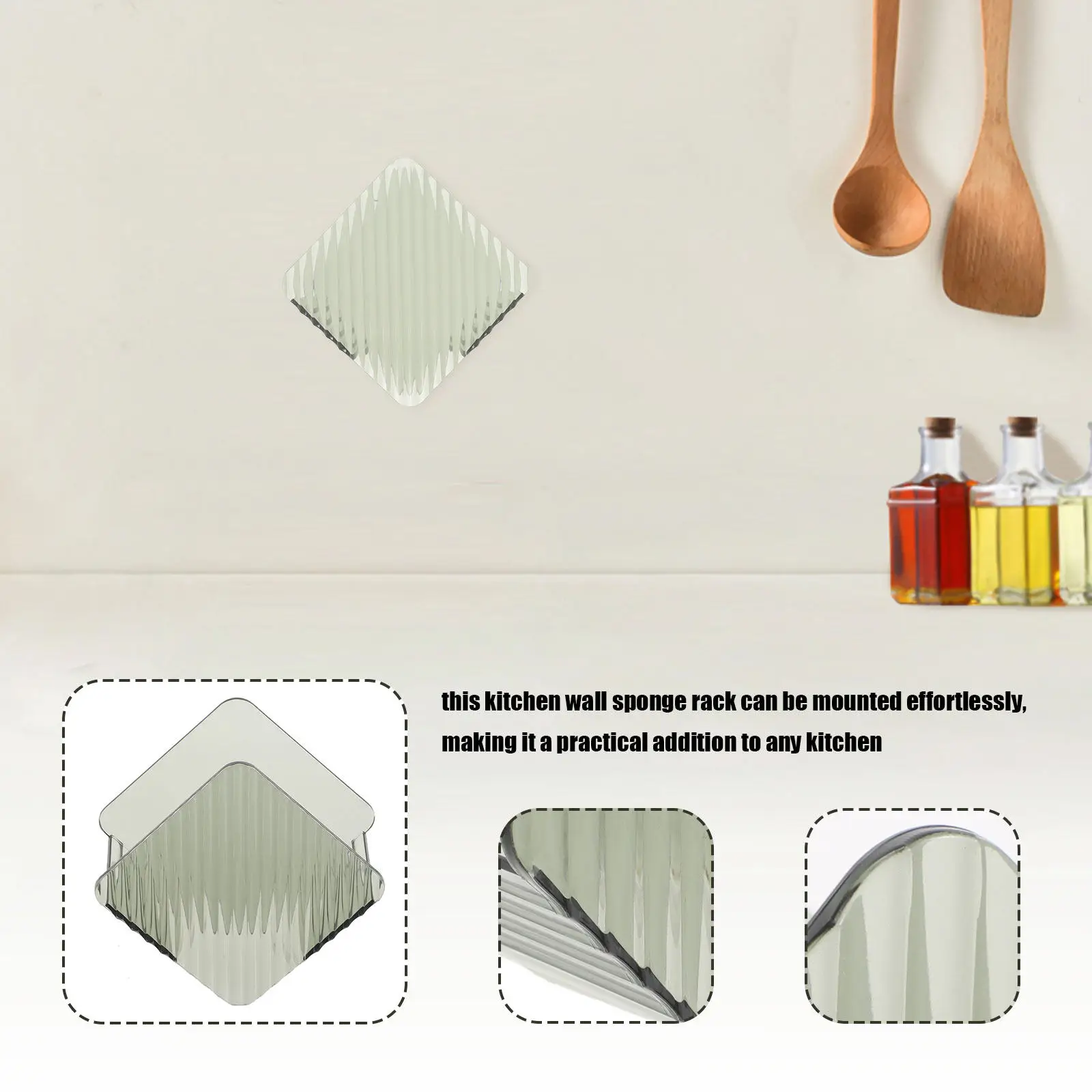 Plastic Kitchen Sink Dish Scrubber Rack Holder Wall Mount Sponge Drainage Design Elegant Multifunctional Storage
