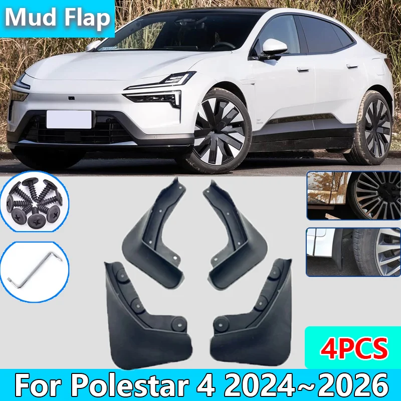 

For Polestar 4 2024 2025 2026 Car Mudguards Mud Flaps Mudflaps Splash Guard Front Rear Wheel Fenders Tools Auto Accessories 4PCS