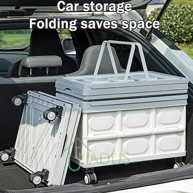 

Large Capacity Outdoor Camping Storage Box Folding Hand-Pulled Wheeled Trolley Trunk for Car Picnic Portable Organizer