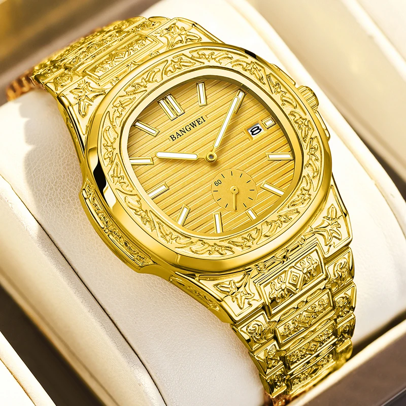 

BANGWEI 2025 New Luxury Square Watch for Men Outdoor Sports Waterproof Men's Quartz Watch Fashion Date Luminous Chronograph Male