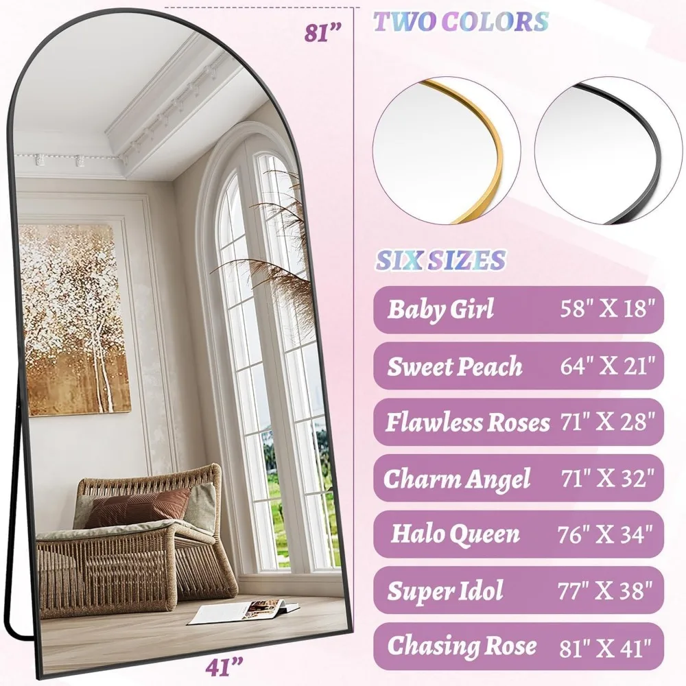 Black Full-Length Floor Mirror with Stand for Bedroom and Living Room, 68x26, Stylish Home Decor