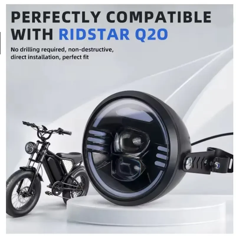 New-For Ridstar Q20 LED Headlight Headlamp With Built-In Horn For Electric Dirt Bike E-Bikes Motorcycles Accessories
