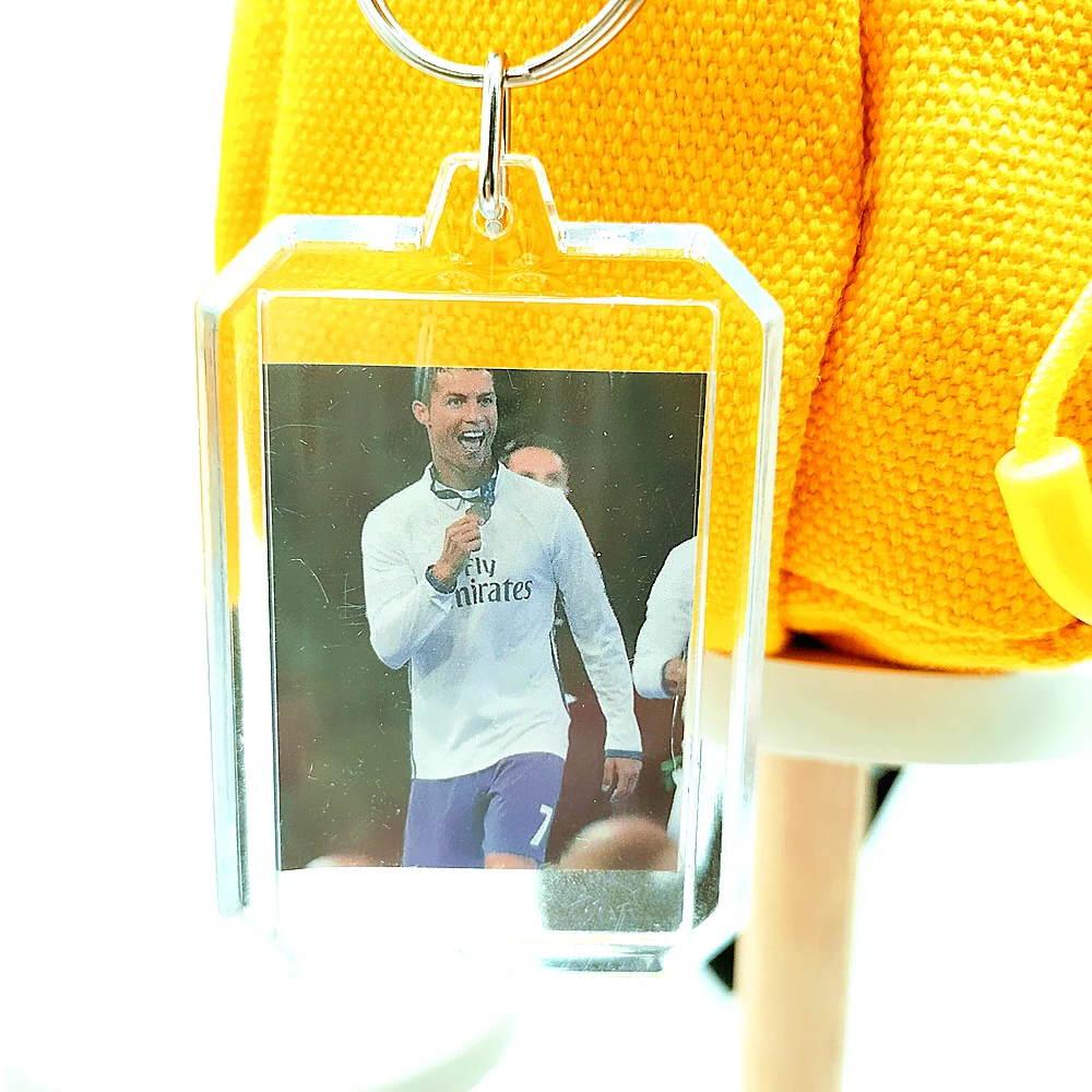 Handmade DIY Acrylic Football Commemorative Keychain Pendant Crafts Soccer Ornaments Cristiano Ronaldo Photo Plaques 1Pcs