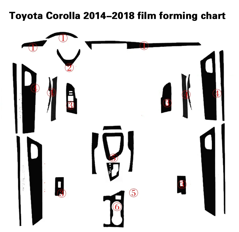 Carbon Fiber For Toyota Corolla Altis 2014-2018 Car Film Interior Stickers Center Console Gear Dashboard Lift Panel