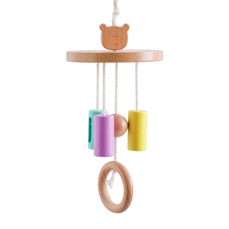 Baby Rattle Toy 0-12 Months Wooden Mobile On The Bed Beech Wind Chime Style Bed Bell For Baby Holder Bracket Infant Crib Boy Toy