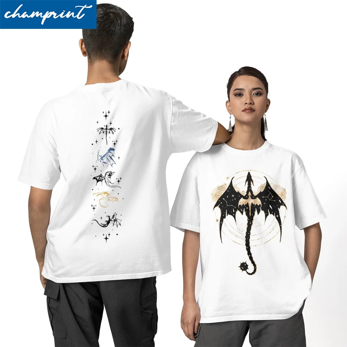 

Men Women's Onyx Storm Celestial Tairn And Andarna Fourth Wing T Shirts Cotton Clothes Vintage Crew Neck Tees Summer T-Shirt