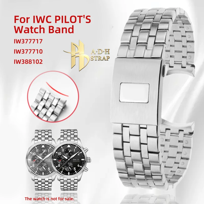 For IWC Pilot Little Prince IW377717 IW377710 IW388102 Solid Precision Steel Watch Band 20 21mm Bracelet Curved Strap Waterproof