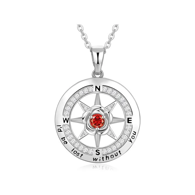 

Y Cross border 925 silver rose compass necklace, women's directional pendant, hexagonal star collarbone chain