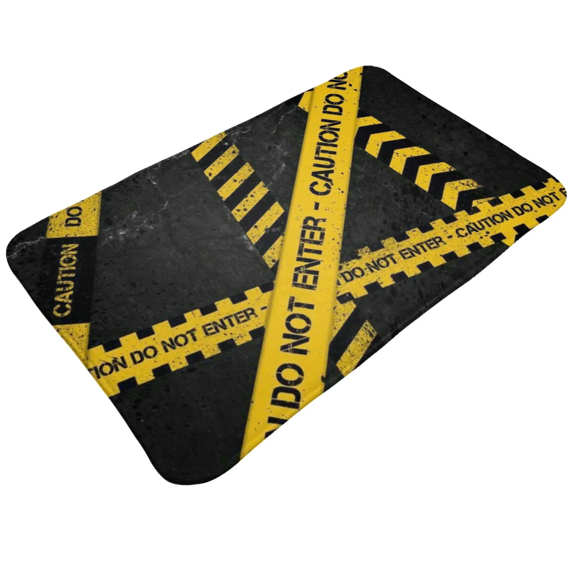 Caution Tape Danger Warning Pattern Doormat Bath Kitchen Mat  Washable Home Decoration