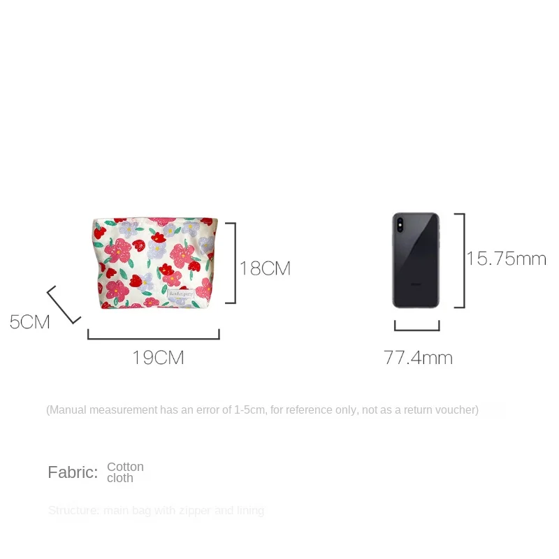 Ins Fashion Vintage Floral Clutch Zipper Makeup Bag Cosmetic Toiletries Storage Bag Lipstick Bag Travel Portable Organizer Pouch