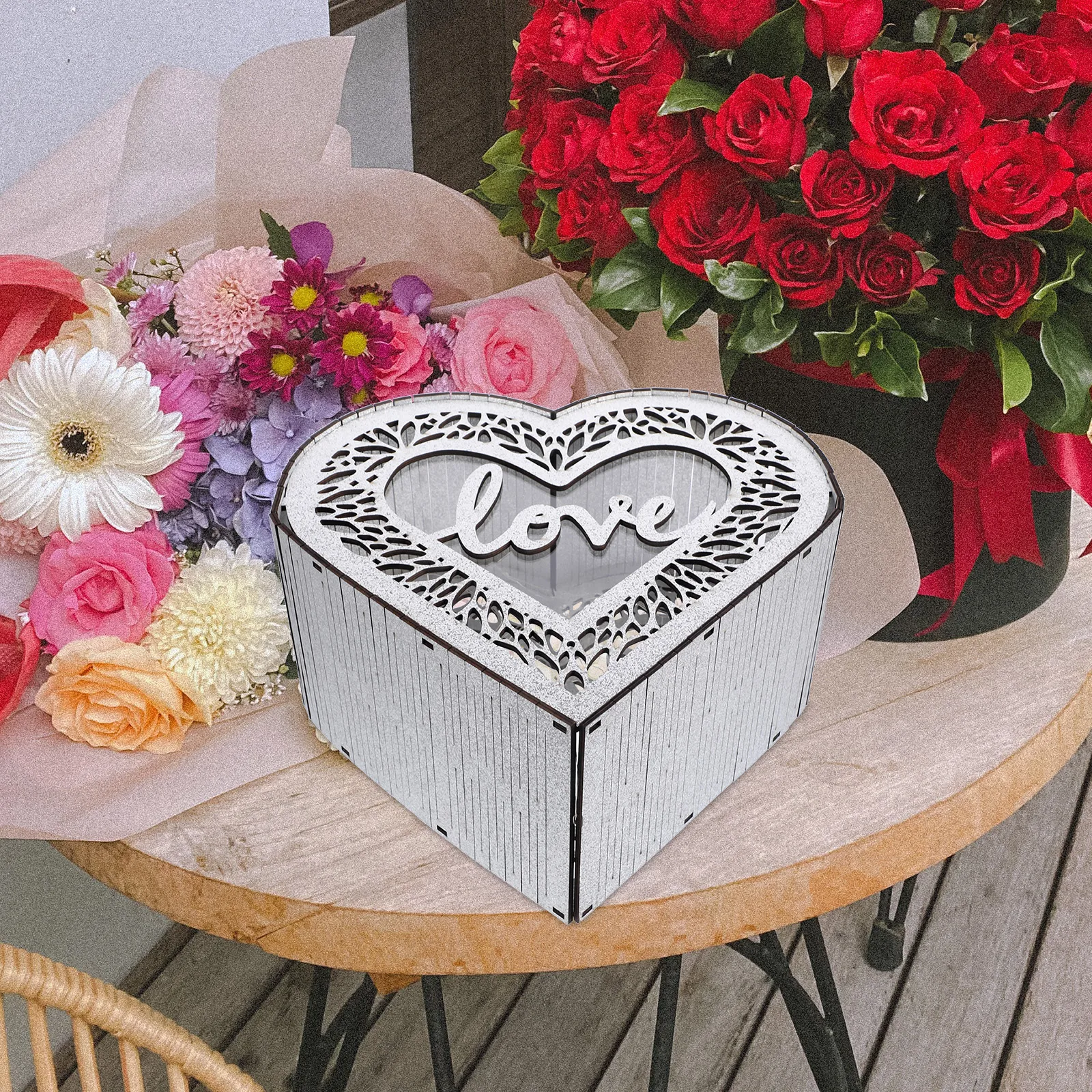

Heart Shaped Wooden Wedding Card Box Envelopes Container Greeting Boxes Holder Rustic Storage Keepsake