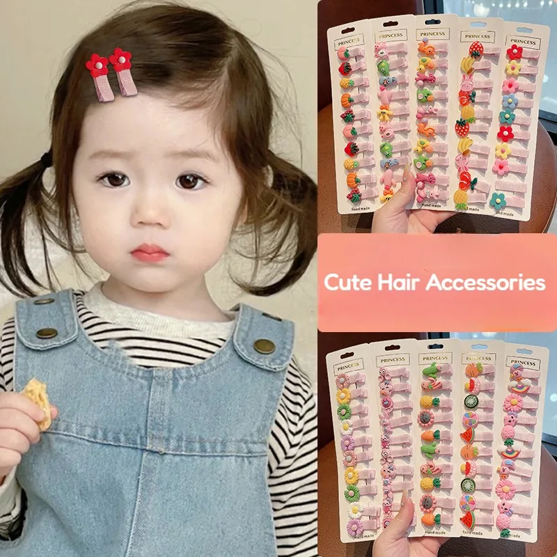 10Pcs/Set Baby Hair Clips Cartoon Bows Flower Girls Hairpins Sweet Children Clips Barrettes Baby Hair Accessories