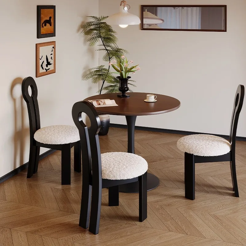 Solid wood dining chair home designer medieval backrest chair wabi wind bedroom makeup chair key chair view 3