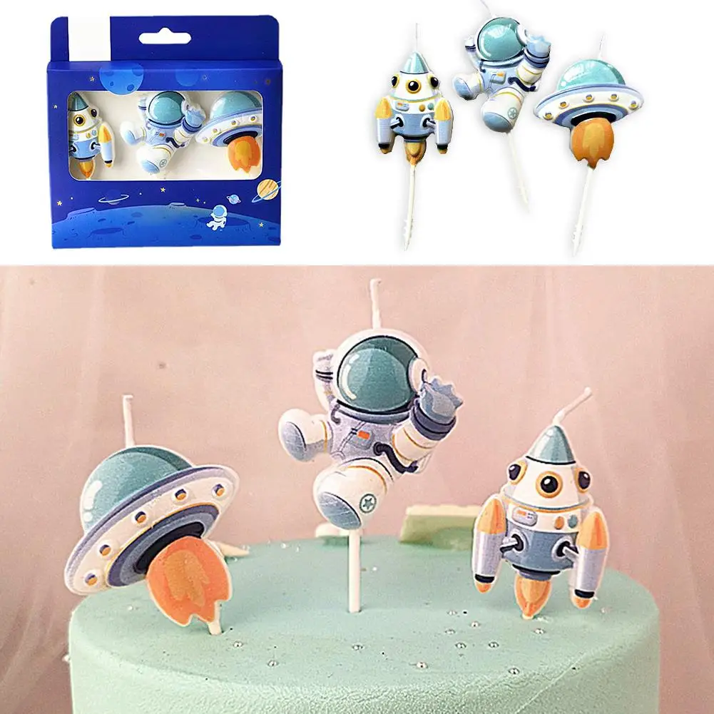 Astronaut Cake Candle Child Happy Birthday Party for Universe Outer Space Theme Birthday Party Decorations Cake Decorating Tools