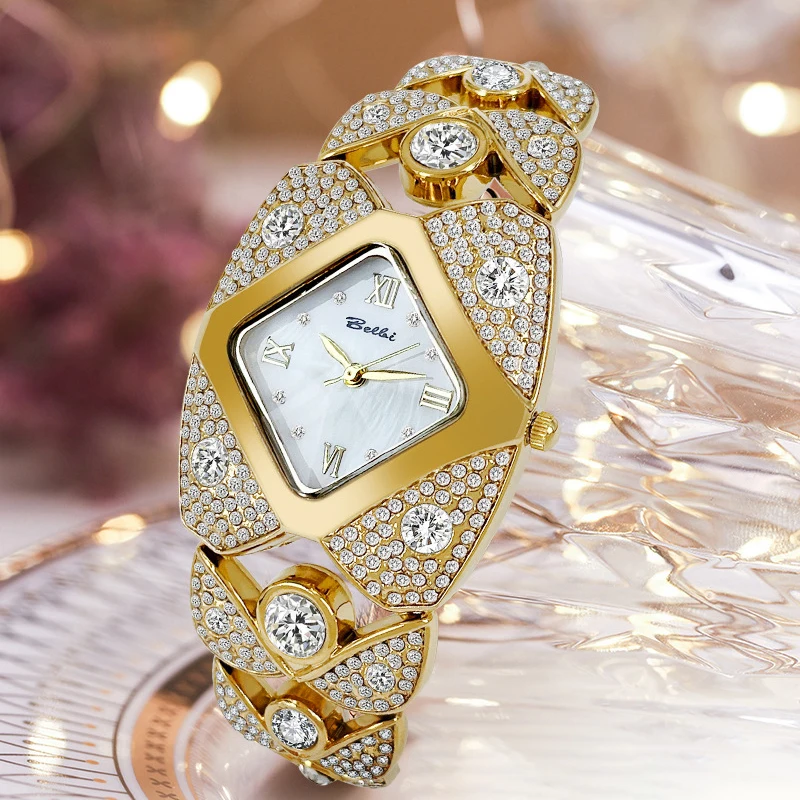 Orologi da donna di lusso in oro Orologi da polso da donna con strass di lusso delle migliori marche per orologi da polso da donna Cinturino in acciaio Design unico