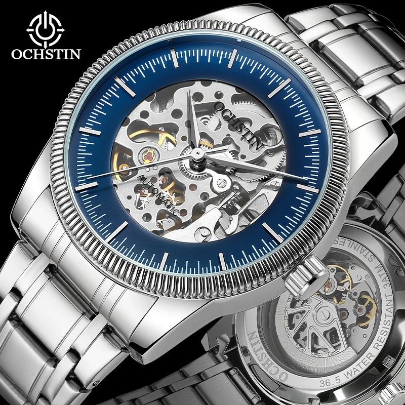 

OCHSTIN новые мужские наручные часы из нержавеющей стали, мужские автоматические часы с механическим механизмом, водонепроницаемые часы из минерального закаленного стекла