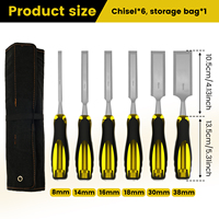 6Pcs Wood Chisel Set Alloy Woodworking Carving Chisel Tool with Anti Slip Handle Carpenter Carving Hand Tool for DIY Projects