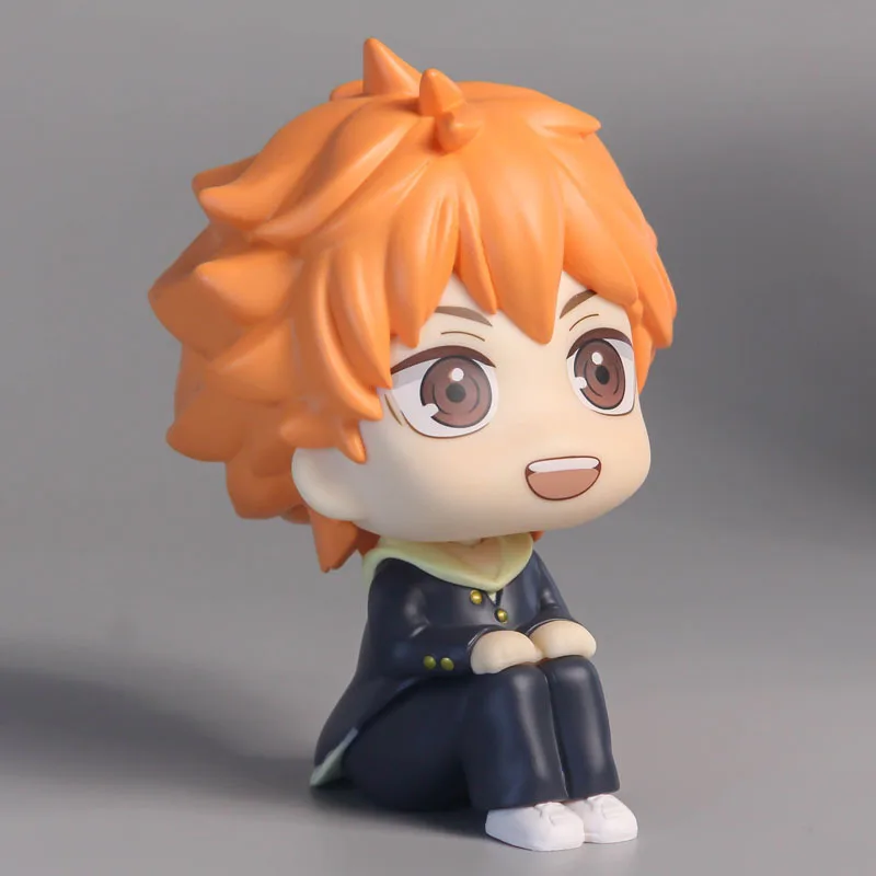 Haikyuu Lookup figura modelo de Anime para niños, juguetes de escritorio, postura sentada de cabeza grande, Tobio Kageyama Shoyo Hinata, versión Q