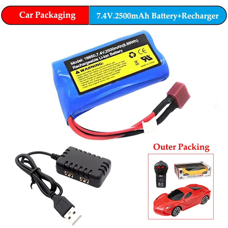 Batería Lipo De 7,4 V, 2500mAh, 18650 Para Wltoys 12428/144001 RC, Piezas De Coche, 2s,  Para for SCY-16101 SCY-16102 SCY-16103