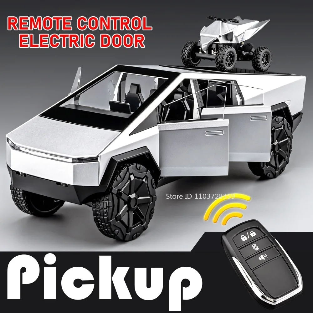 1:24 Pickup Off-road Car Toy Models Alloy Diecast Alphard Model Toys Shock Absorption Automatic Door Sound Light Interactive Car
