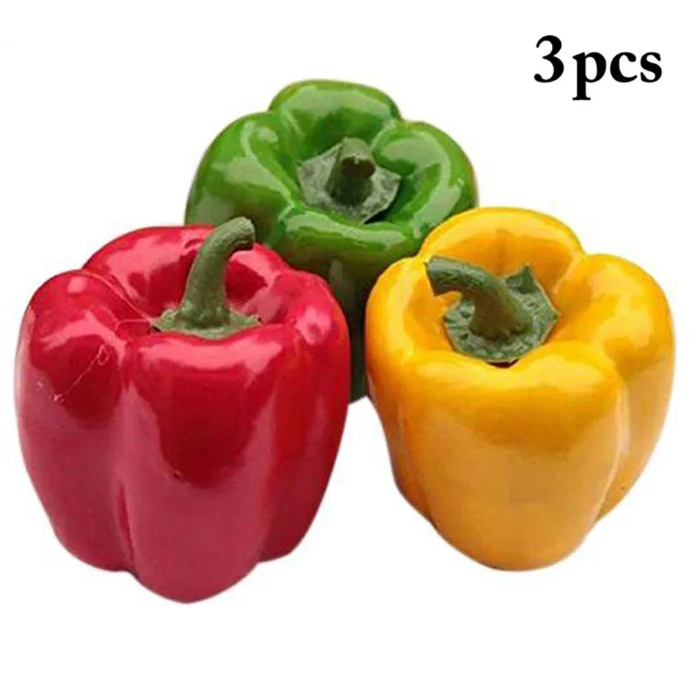 Poivrons artificiels réalistes, imitation de légumes, faux poivrons, accessoire d'exposition pour magasin de Restaurants, outil d'enseignement cognitif pour enfants, 3 pièces