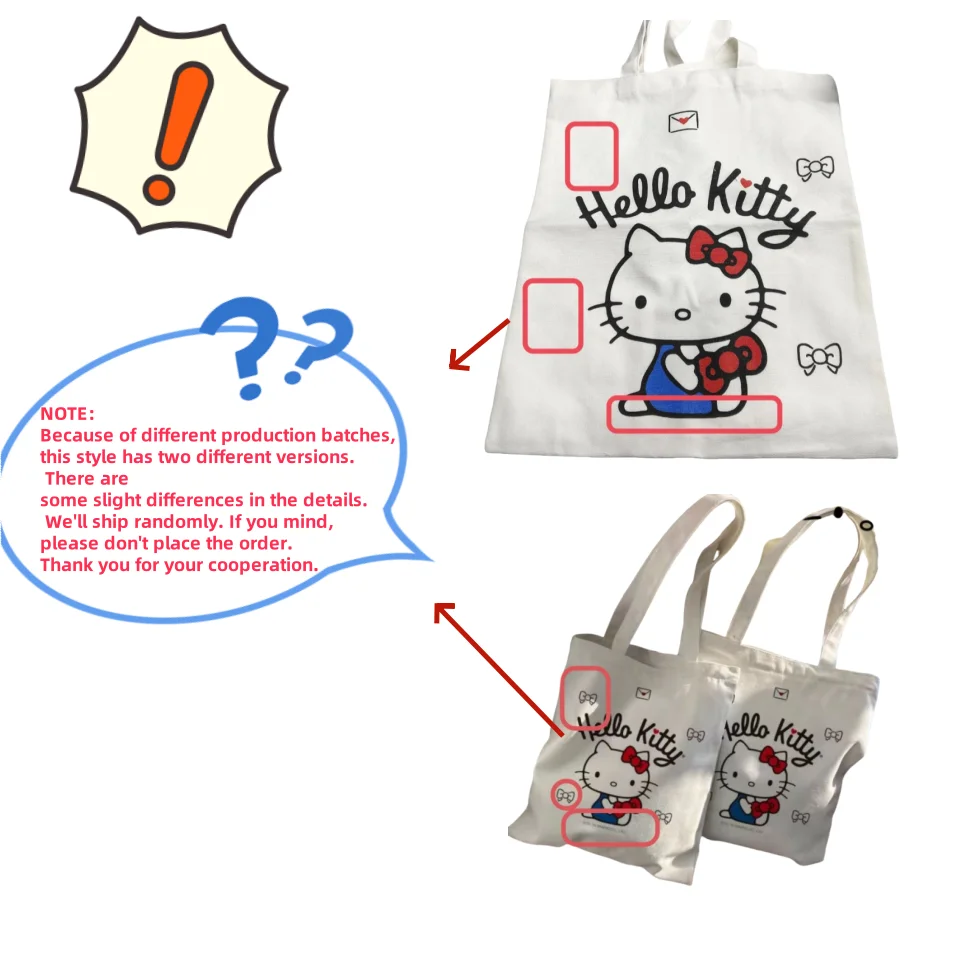 Sanrio Women Bag Hello Kitty Shoulder Bags Casual Large Capacity Shopper Canvas Letter Fashion Harajuku Handbag Tote Bag