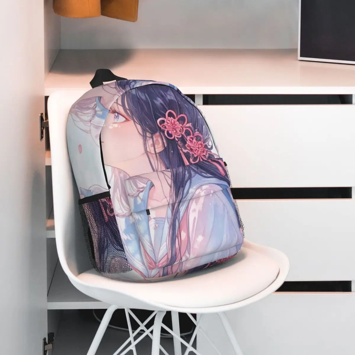 Anime Girl Wear Uniform And Cherry Blossoms Backpack Student BookBag Children School Bag Laptop Shoulder Bags for Boys Girls