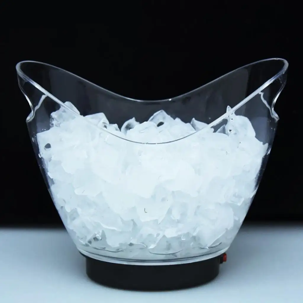 Luminous LED Ice Bucket Clear Plastic Drinks Cooler 2L for Or Champagne