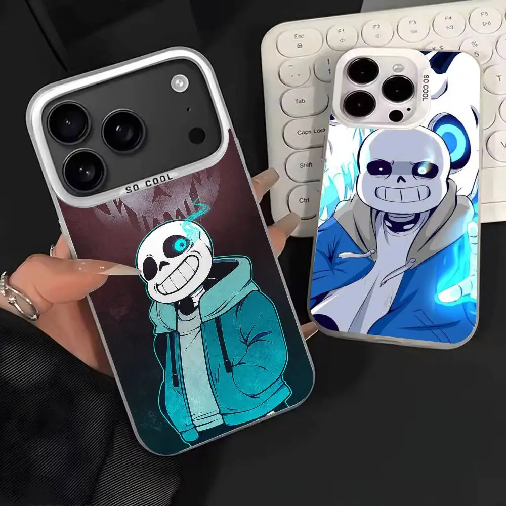 

Undertale Cool S-Sans Phone Case For iPhone 17,16,15,14,13,12,11,Mini,Pro,E,MAX White Candy Matte Shockproof Cover