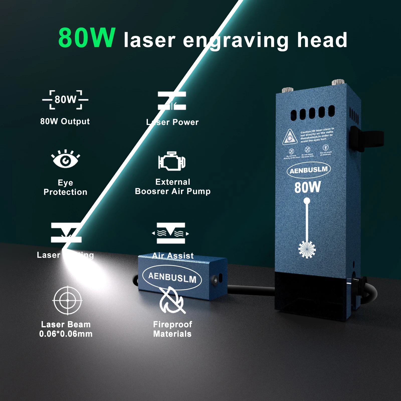 AENBUSLM 80W Laser Engraving Head Laser Engraver Nozzle Laser Module Laser Cutting Machine Laser Cutter CNC Woodworking Tool