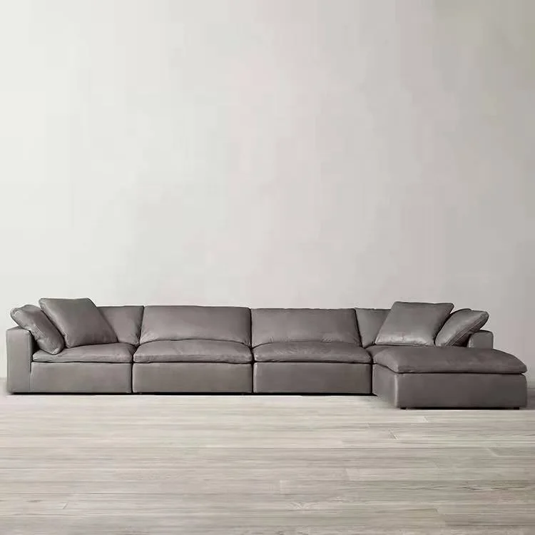 Modern corner L shaped leather sofas and couches living room furniture modular 7 seater sectional couch sofa set