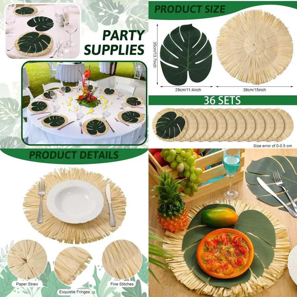 

Набор из 72 тропических салфеток для стола в стиле луау - круглый дизайн с кольцом для летних гавайских вечеринок