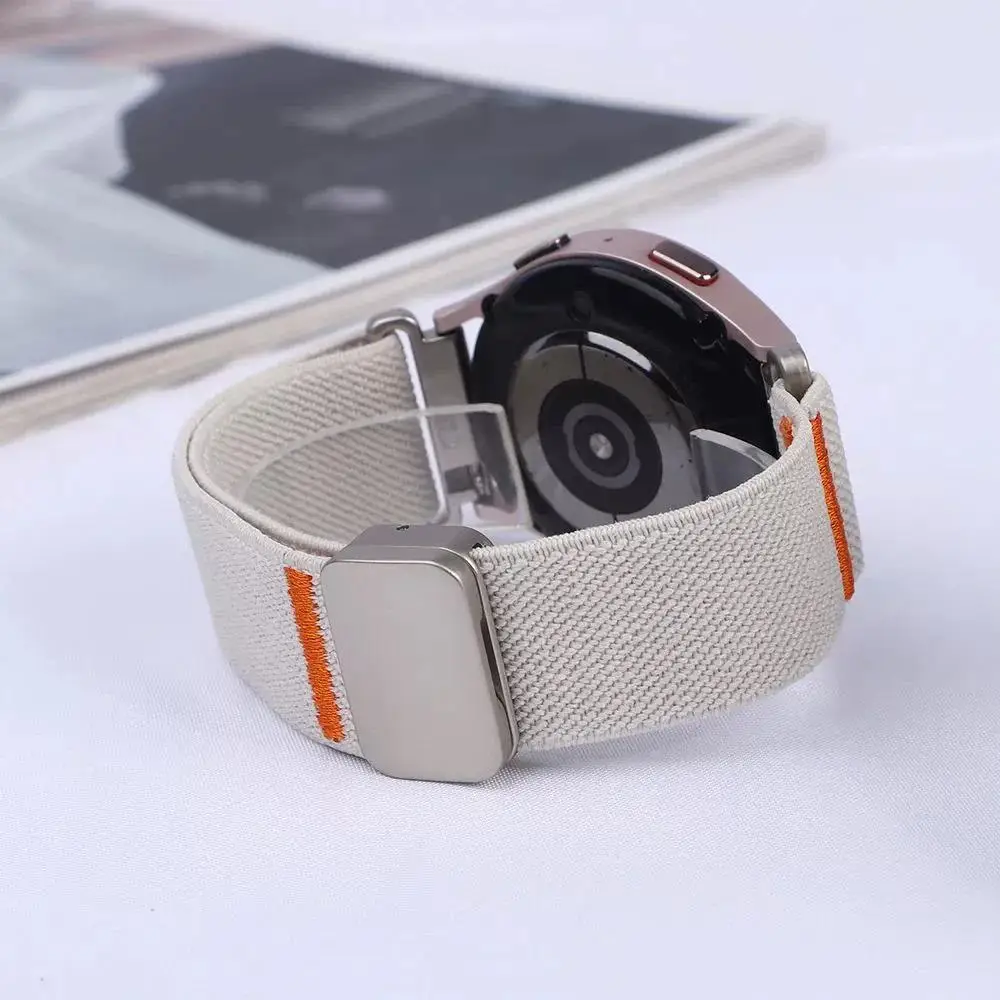Magnetic buckle Straps For Samsung Galaxy Watch 8/8 classic 40mm 44mm 46 elastic Nylon Sport Bracelet correa Samsung watch8 band