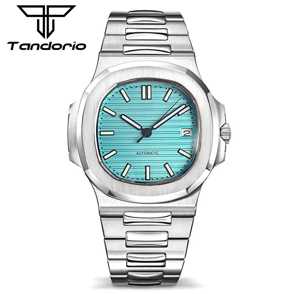 40mm NH35 Movt Automatic Mechanical Mens Watch Stainless Steel Business Skeleton Waterproof Watch Luminous Watch Silver Bracelet