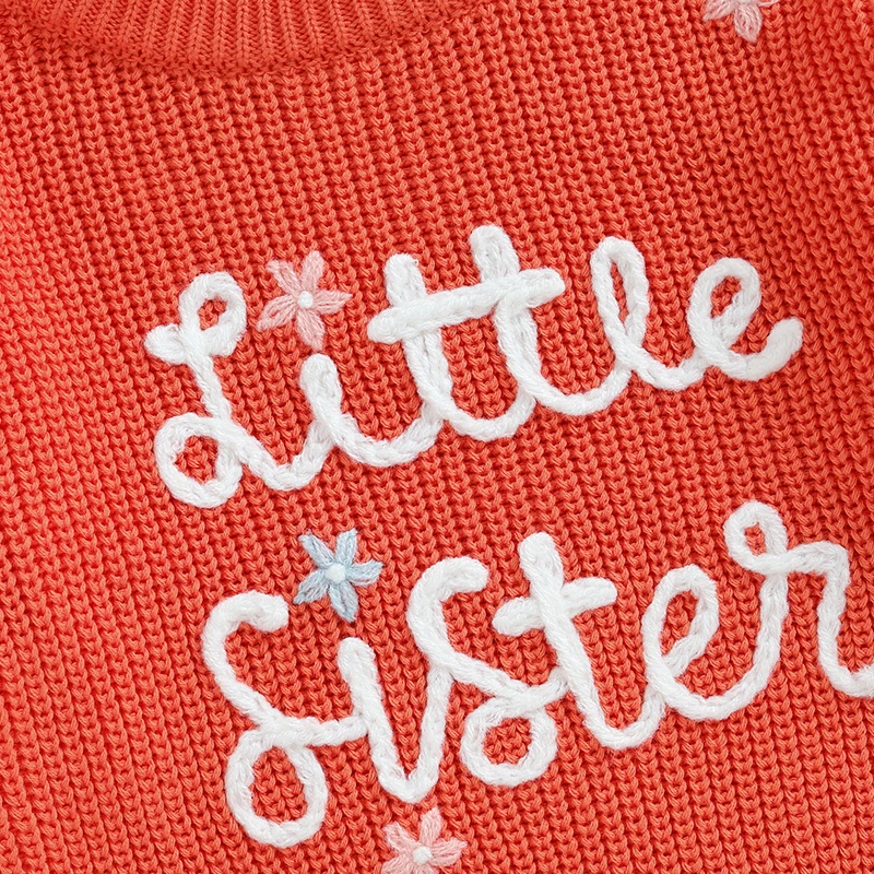 Little Sister Newborn Outfit Baby Girl Winter Clothes Knitted Sweater Matching Sister Sweatshirt Fall Clothes