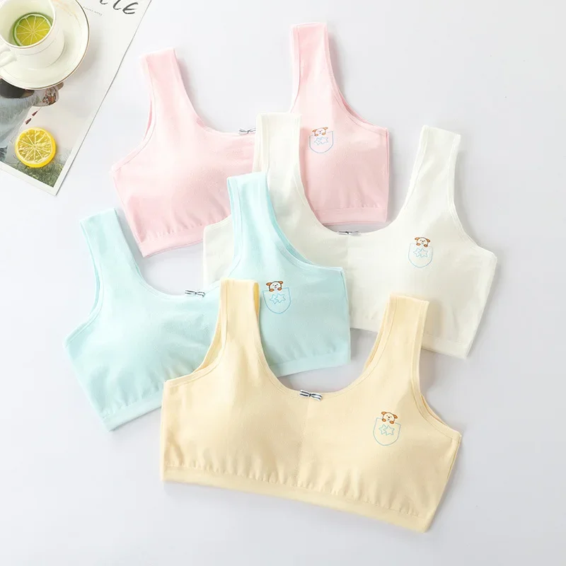 4 Pcs/Lot Cotton Girls Puberty Student Bra Children Development Anti-Glare Junior High School Student Bra Underwear Undershirt