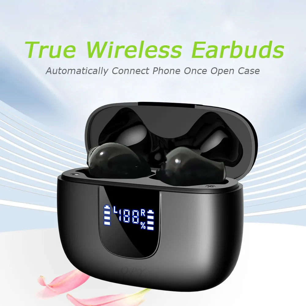 

Opy Earphone Wireless Bluetooth In-Ear Waterproof Headphone 5-7 Hours Listen Time Led Display Battery One Step Pairing Earbuds