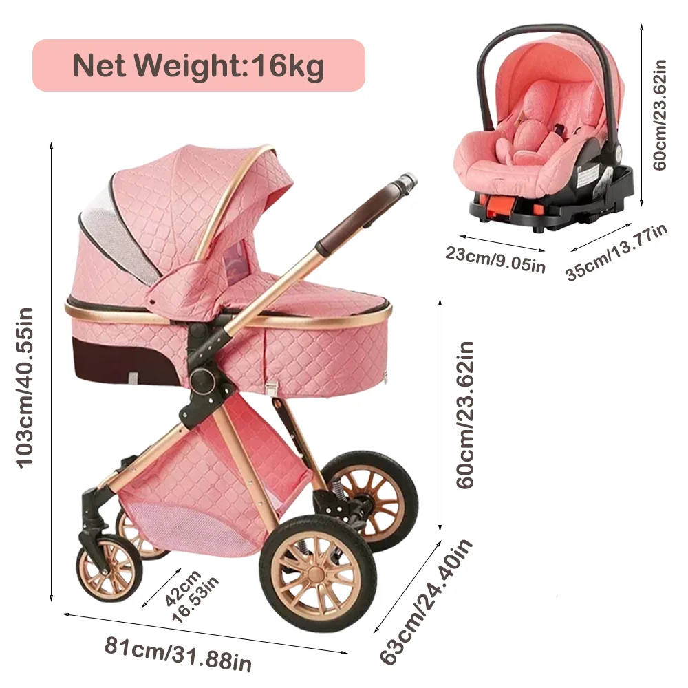 2-in-1 kinderwiegwagen, converteerbare opvouwbare standaard kinderwagen, dubbelzijdige kinderwagen, draagbare kinderwagen met hoog zicht