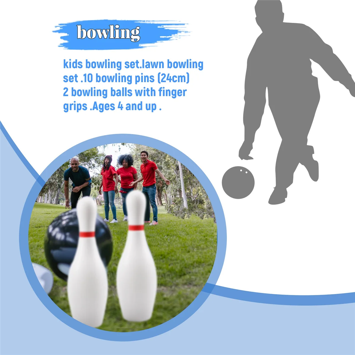 1 Set Bowling Set for Kids & Adults 2 Ball with 10 Pins for Family Kids and Adults Backyard Skittles HOT