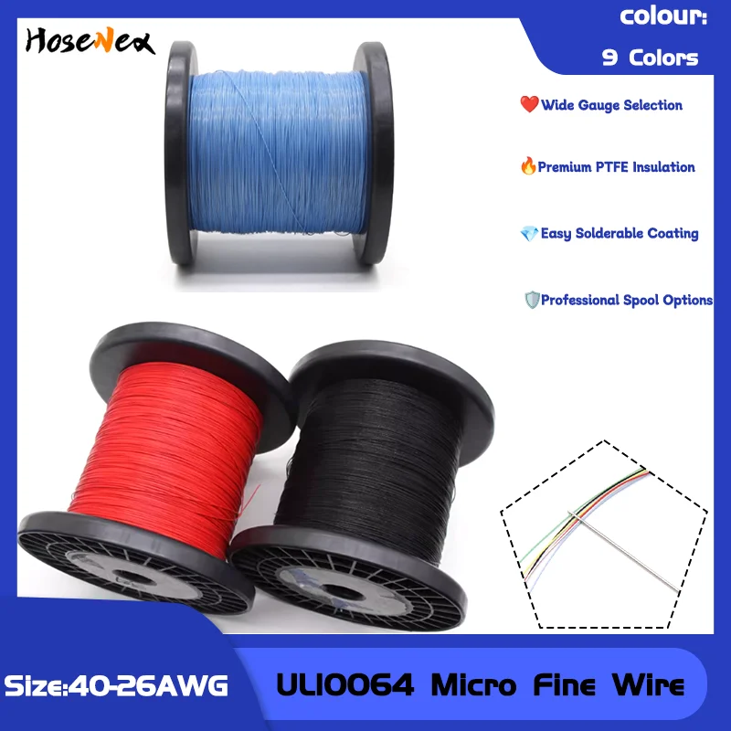 

Multi-Gauge Selection High Conductivity Copper, Plastic Solder Coating 10-100M UL10064 Certified PTFE Litz Wire 40-26AWG Spools